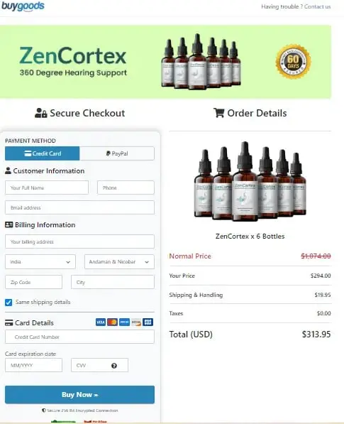 ZenCortex Payment Checkout Page